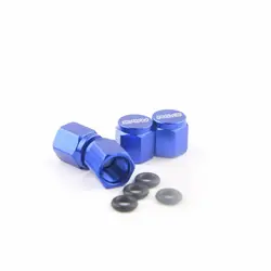 Premium Aluminum Tire Valve Stem Caps - Titanium Finish, Set of 4 (Blue)