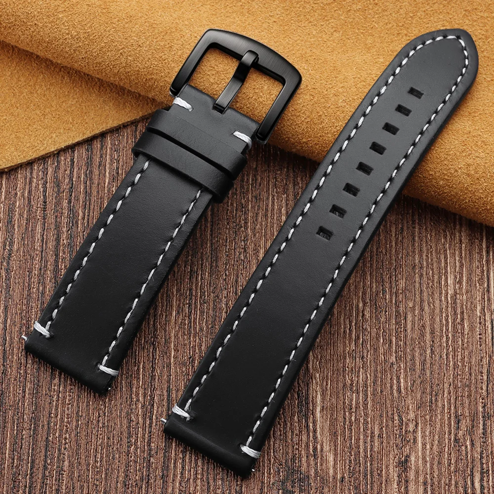 Vintage Stitching Genuine Leather Watchband - Universal Sport Strap with Accessories