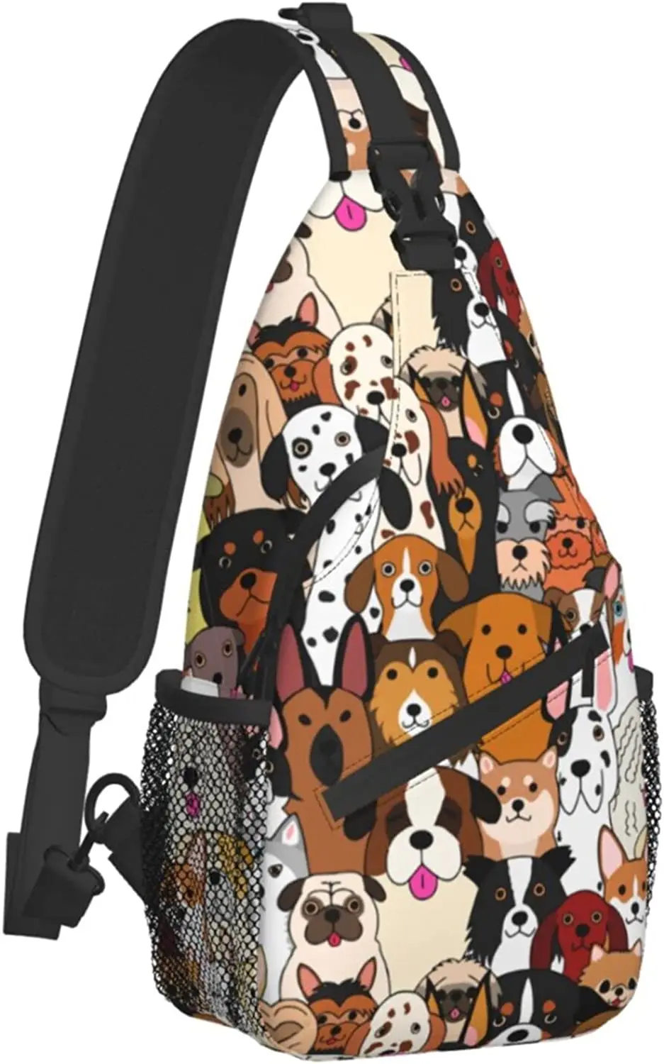 

Cartoon Colorful Doodle Dogs Sling Backpack Unisex Chest Bags Crossbody Travel Hiking Daypack for Women Men Shoulder Bag