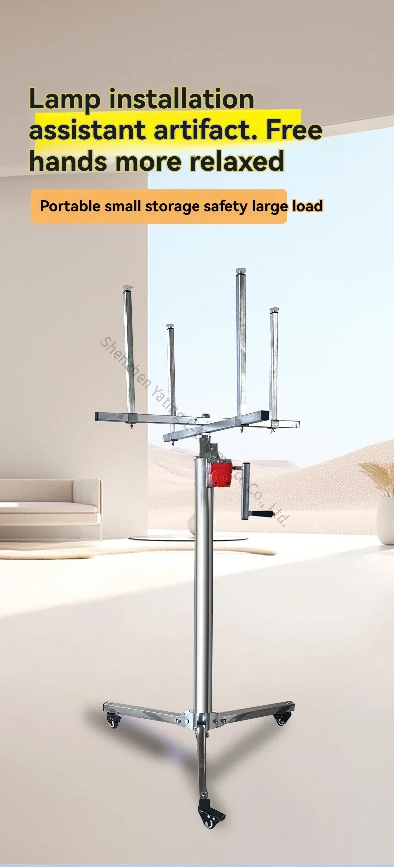 New Hand-cranked 3.8m Lamp Installation Lifting Bracket Light Repair Installatio