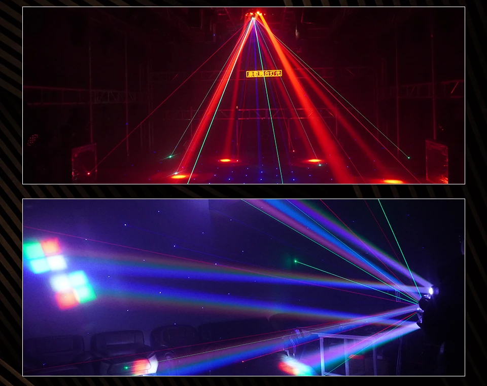 120W RGBW 6 Moving Head Beam Laser Light Led Six Arm Matrix Laser DMX512 Stage S