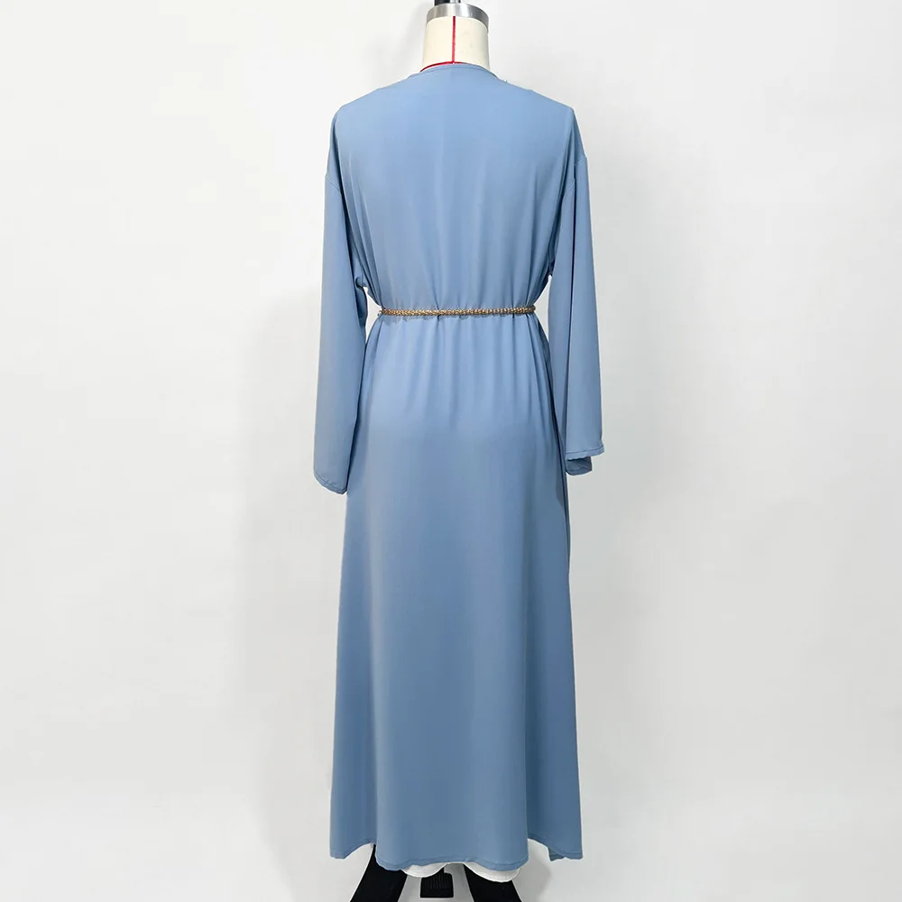 New Arabic Cardigan Open Abaya Handmade Diamonds Women Elegant Long Gown Muslim Fashion Moroccan Kaftan Jalabiya for Lady Dress
