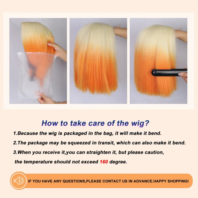 I's a wig Short Blonde Orange Cosplay Wigs Synthetic Wigs for Women Straight Bob Hair Middle Part Natural Blonde Pink Red Wigs 5