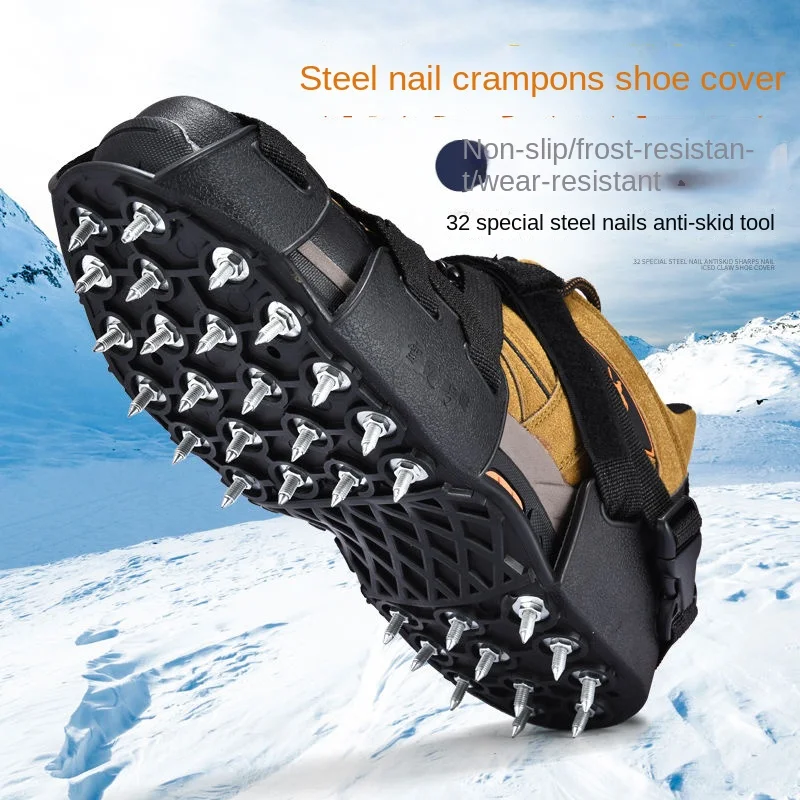 Crampons pour Chaussures Antidérapant avec Crampons en Acier Inoxydable à  18 Dents pour la Neige, la