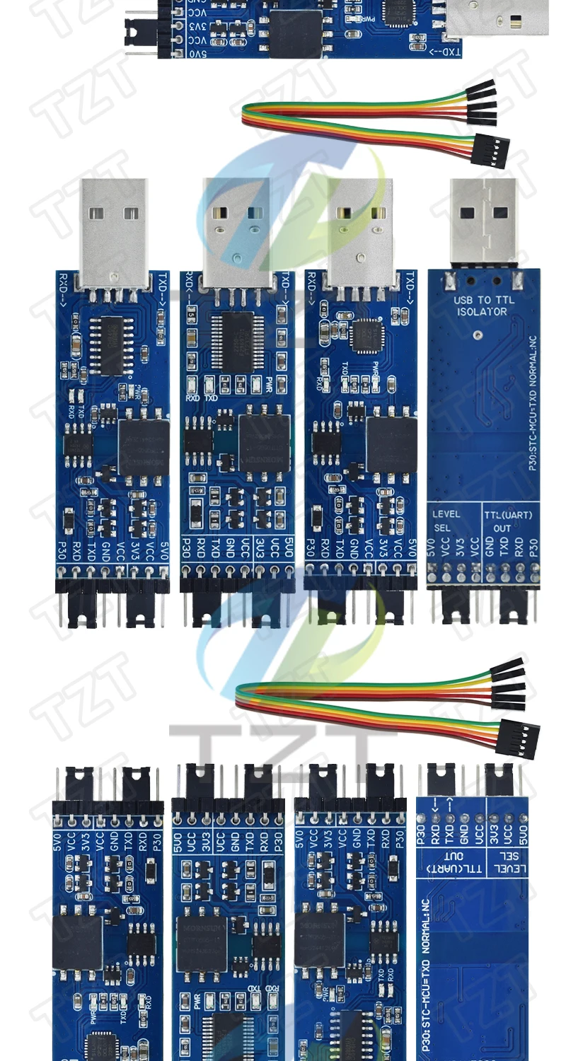 TZT 1/3 Stück USB-zu-TTL-Modul FT232 CP2102 CH340 USB-zu-UART Serielles Port-Modul mit 2-Kanal-Signalisolationsmodul – Detail 3