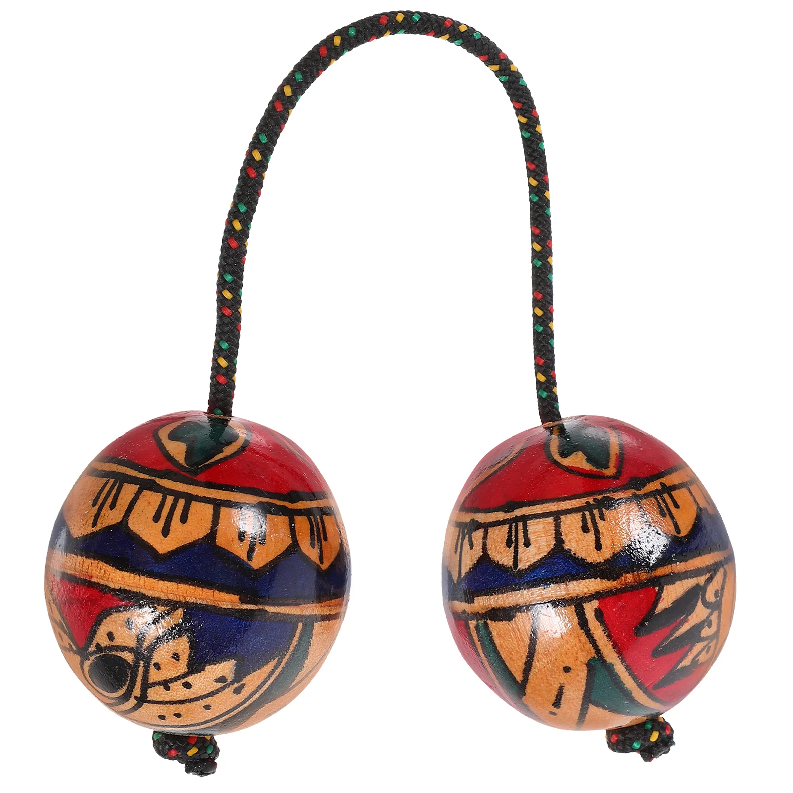 

Indonesian Hand-painted Rhythm Maracas Style Fall outside Decor Musical Balls Indoor Double Shaker Wood Percussion Egg