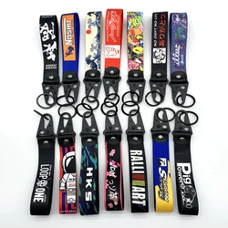 JDM Culture Nylon Strap Key Chain Racing Car Keychain Transfer Ring Strap Wrist Key Chain For Toyota Honda Mitsubishi