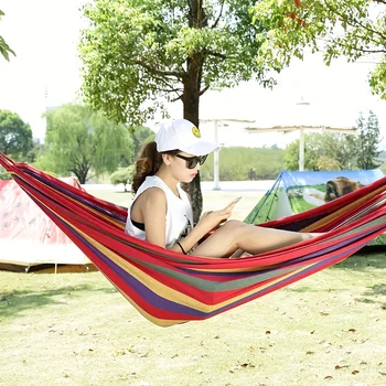 Striped Anti-Roll Portable Patio Hammock 2