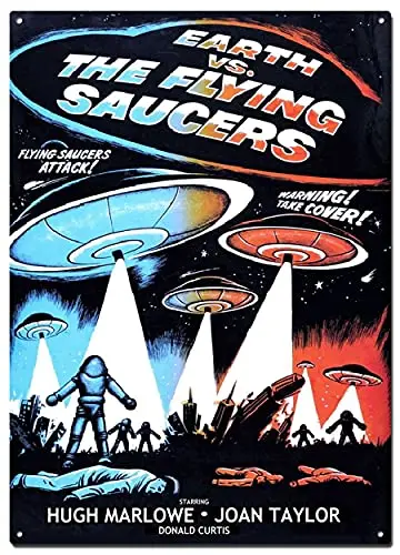 

Earth Vs Flying Saucers Metal Tin Signs, Vintage Poster, Decorative Signs Wall Art Home Decor - 8X12 Inch (20X30 cm)