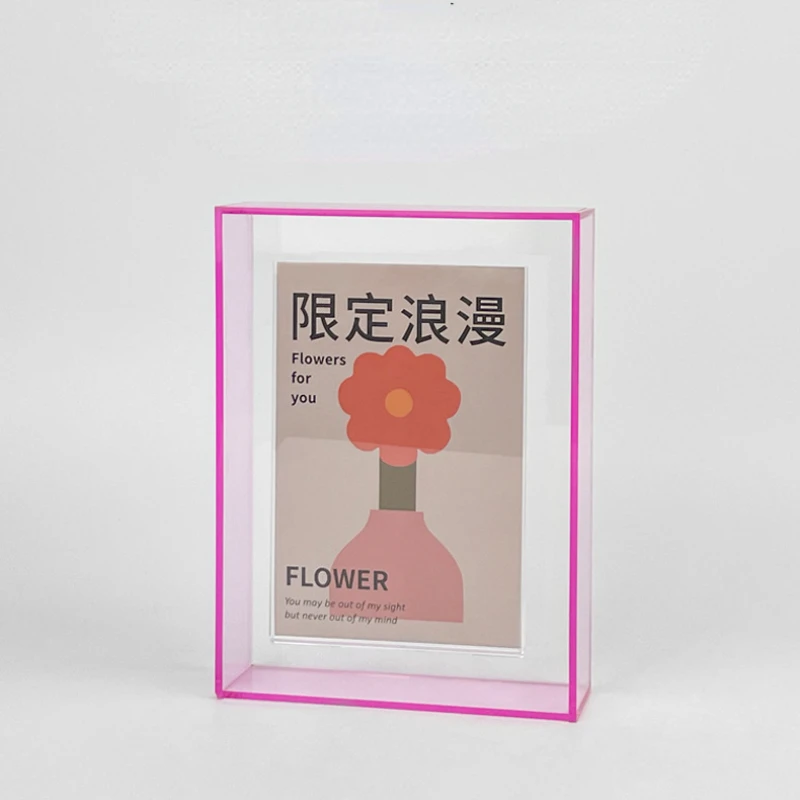 Pink Acrylic Photo Frame for Home Office Decor
