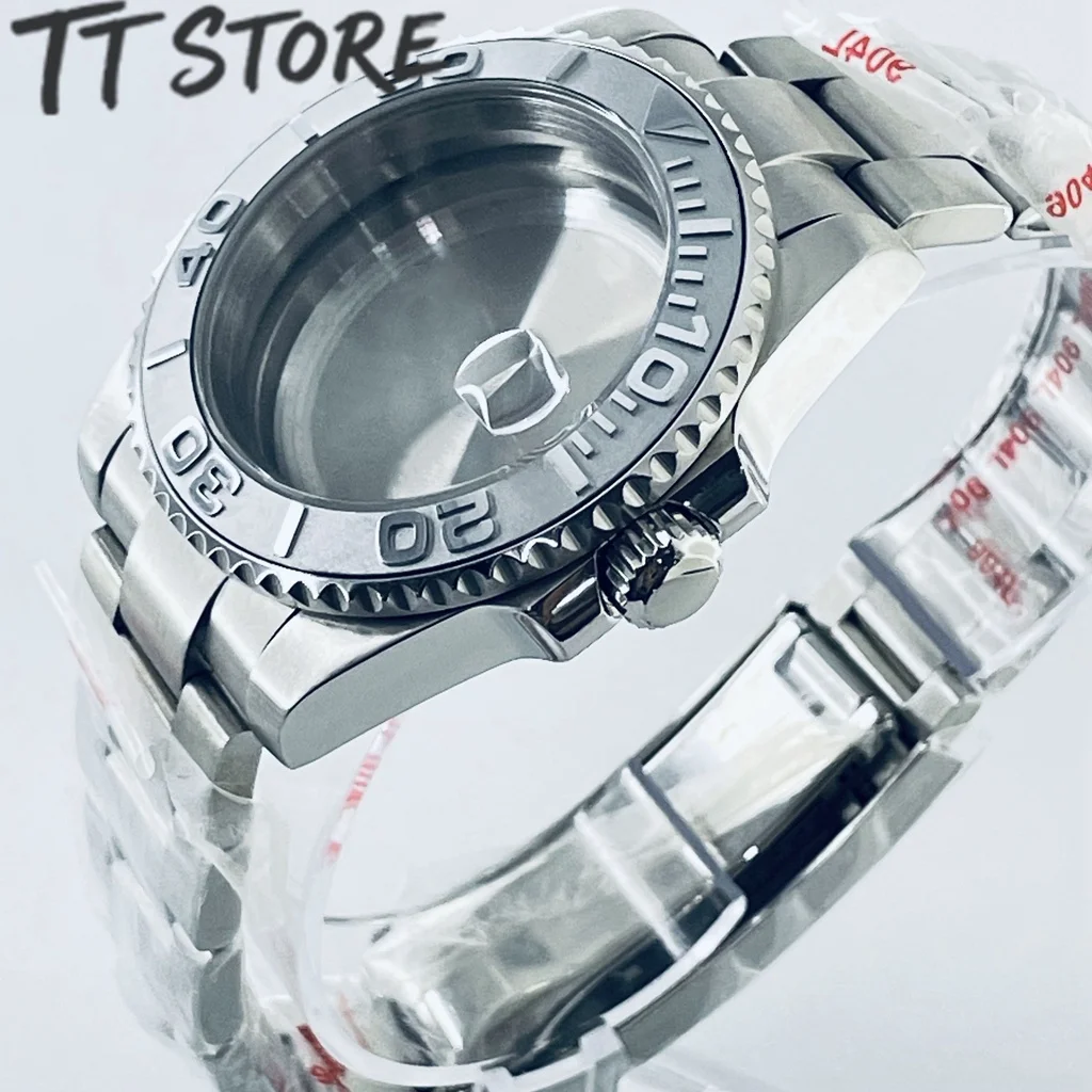 Silver 40mm Watch with Ceramic Bezel and Sapphire Case