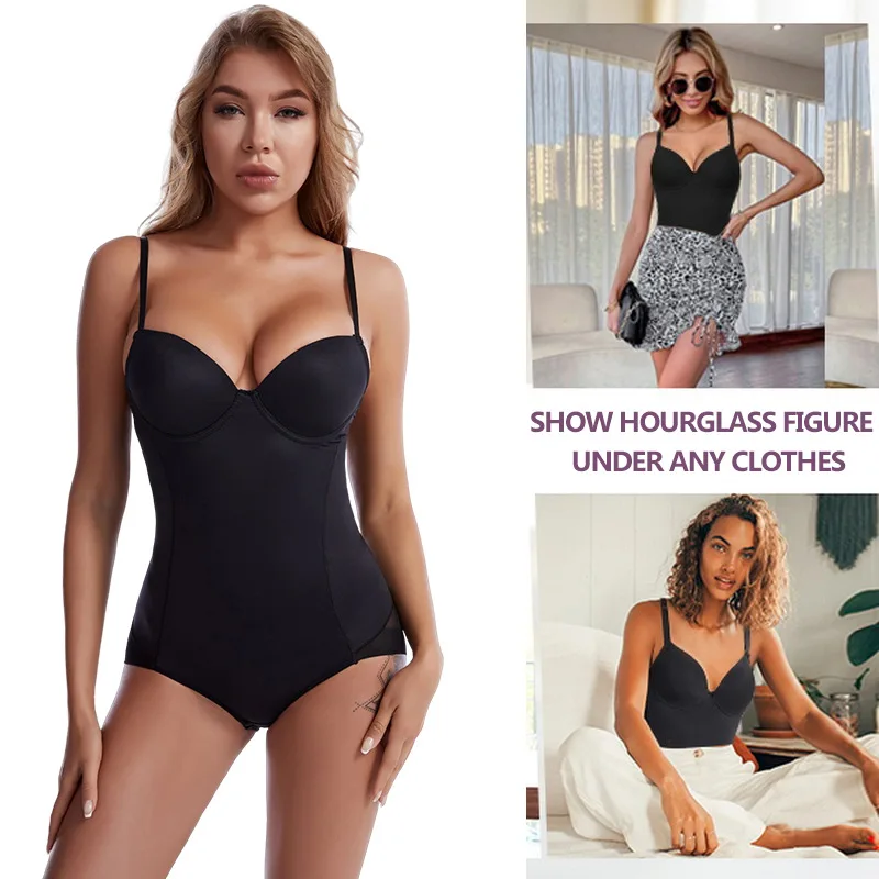 Women's Shapewear Bodysuits Tummy Tuck Bodysuit With Bra Support Deep V  Shapewear Bodysuit Corset