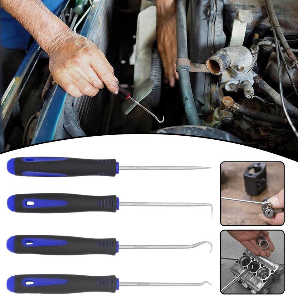 4PCS  Blue Car Oil Seal Screwdriver Set Hose Removal Hook Set O-Ring Seal Gasket Puller Remover Pick Hooks Repair Tools