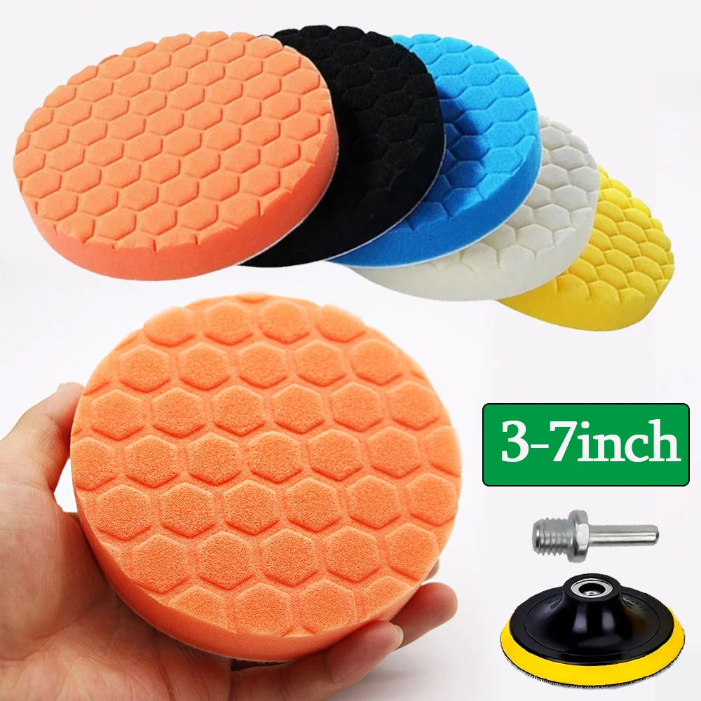 Polishing Pads 3/4/5/6/7inch M14 Car Self-Adhesive Wheel Auto Detailing Waxing Sponge Kit Auto Care Cleaning Tools