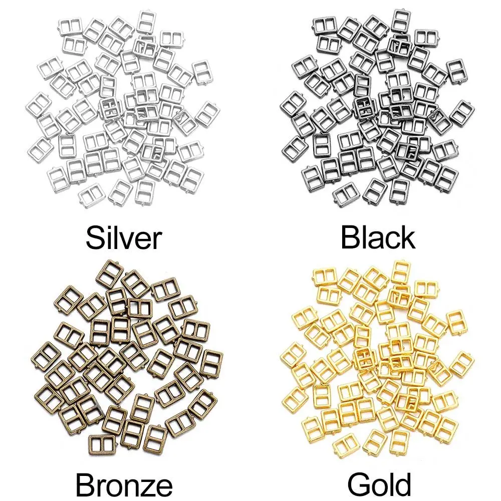 100pcs/Set 2mm Tiny Metal Tri-glide Belt Buckle Doll Bags Mini  Buckles DIY Sewing Doll Shoes Clothes Buttons for BJD Dolls