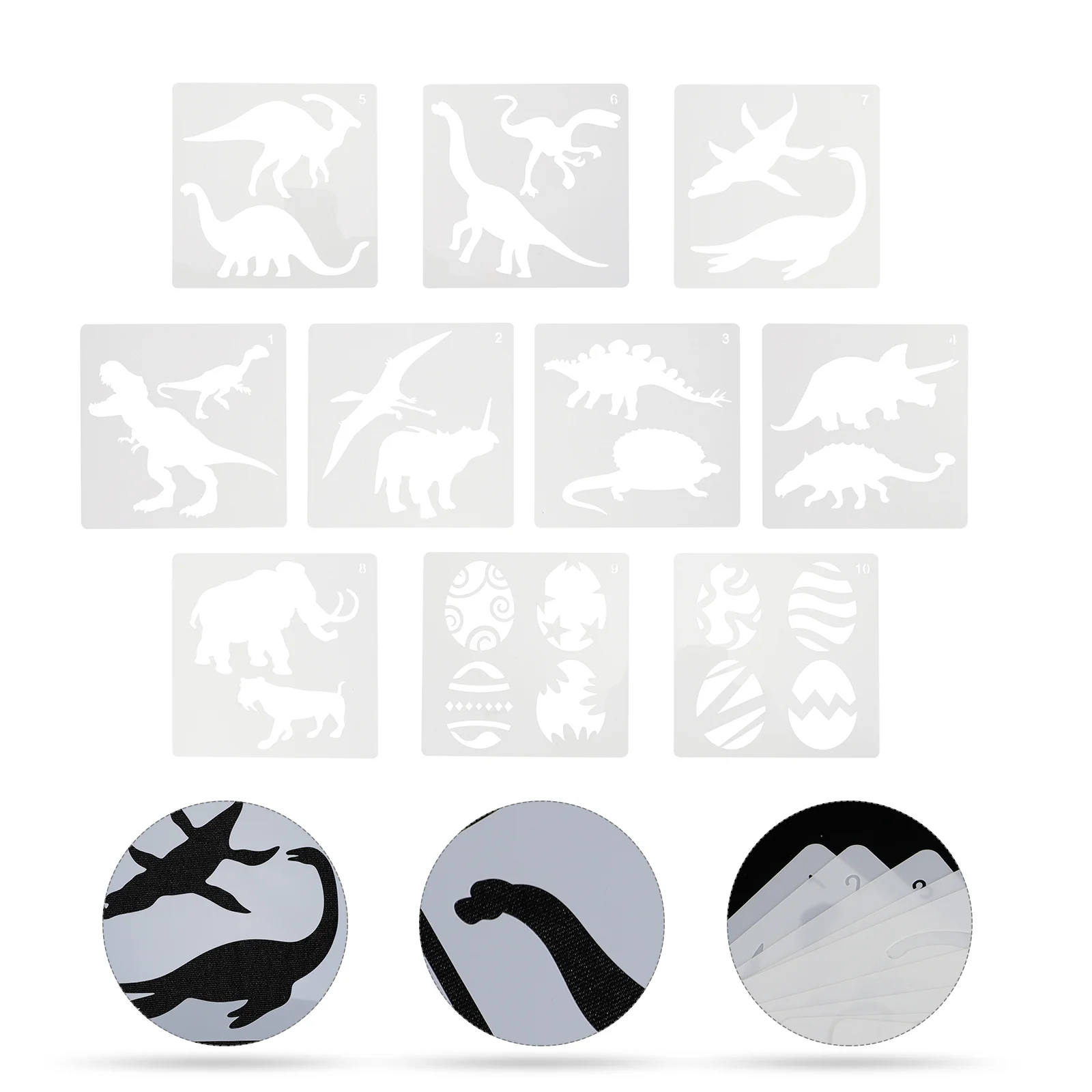 

10 PCS Stencils Dinosaur Template Drawing Painting Spraying for Kids White Child