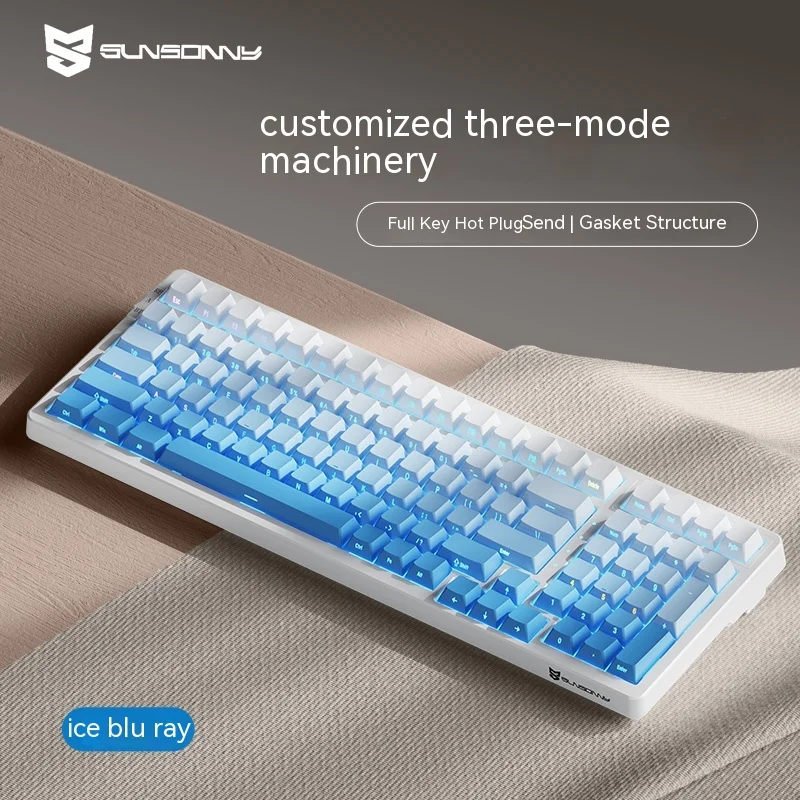 

New Sunsonny Mechanical Keyboard Wireless Wired Bluetooth The Third Mock Examination Full Key Hot Plug Gasket Structure Game