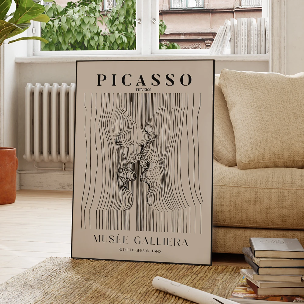 Modern Abstract Line Minimalism Niche Picasso Kiss Wall Art Prints Canvas Painting Poster Pictures Living Room Dining Room
