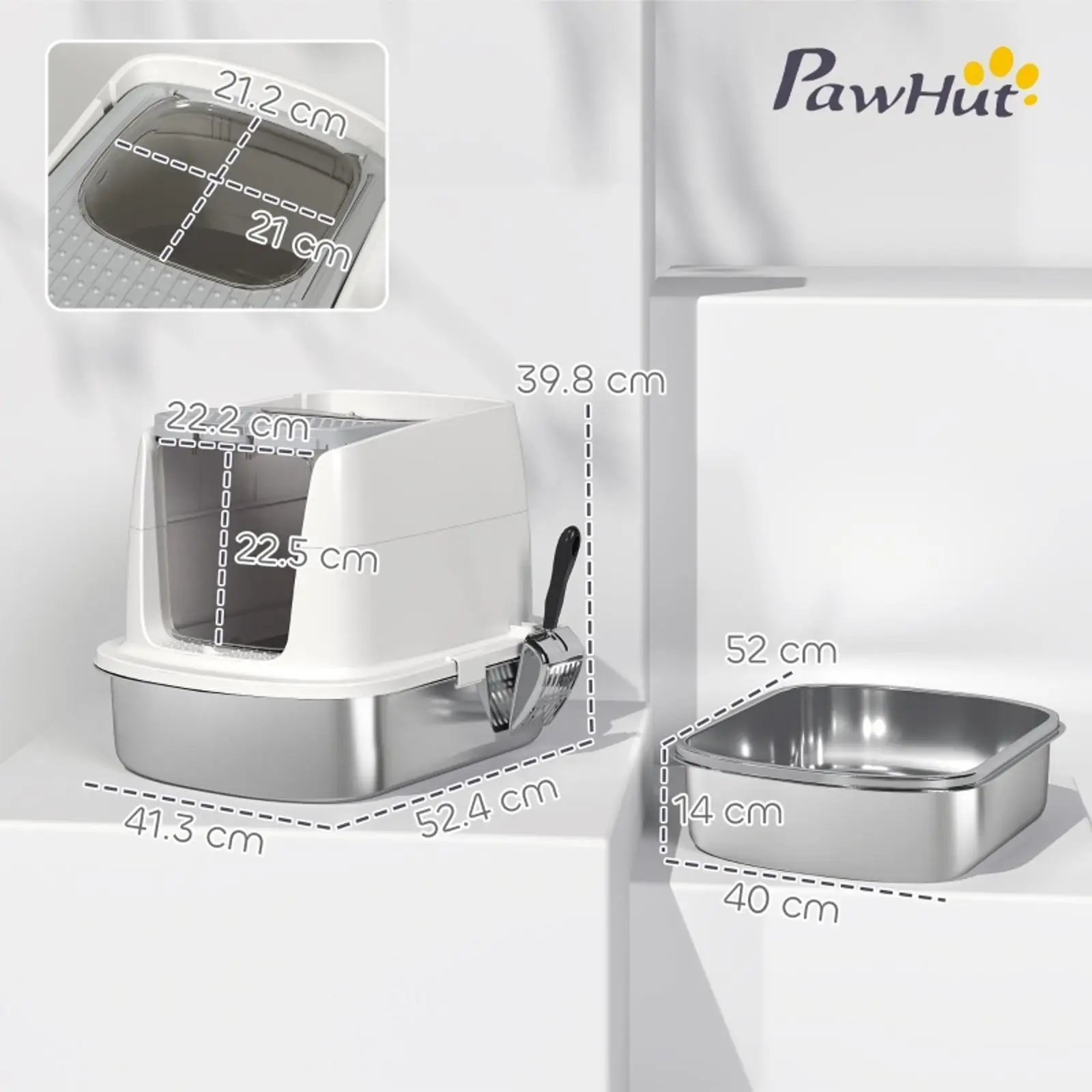 Large Stainless Steel Cat Litter Tray Metal Enclosure Cat Bed Furniture for Pet Supplies Cat Room