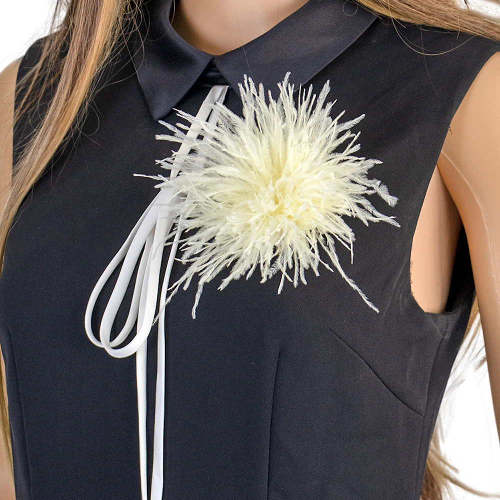 Description Picture 4 of itemNatural White Ostrich Feather Brooch Badge Wedding Party Family Banquet Ladies Mens Neckline Pins Jewelry Clothing Design Crafts