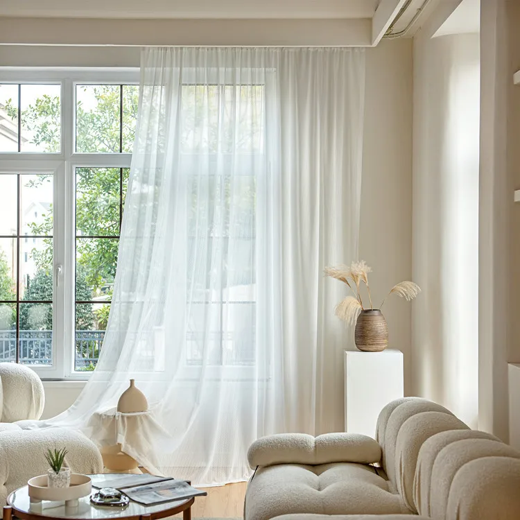 1PC Chenier Herringbone Pattern Cream Wind Bedroom Shading and Insulation Thick Window Screen Curtains for Living Room 3