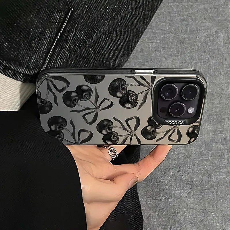 Cherry Pattern Electroplated Bow Phone Case - Perfect Gift