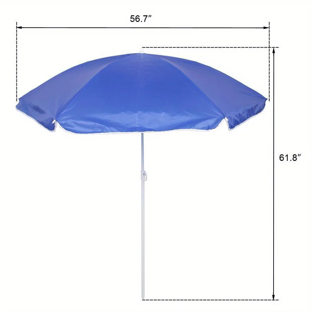 Camping portable outdoor 2-seat folding chair with blue beach umbrella