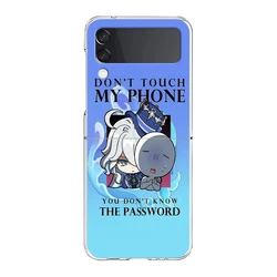 Kawaii Cartoon Genshin Impact Hard Folding Clear Phone Case Cover for Samsung Z Flip 4 (B7)