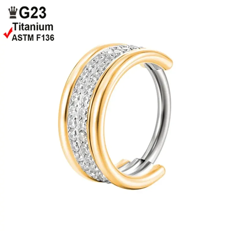 G23 Titanium Septum Clicker Zircon Nose Ring Cartilage Earrings Helix Nose Piercing Tragus Industrial Labret 16G Body Jewelry