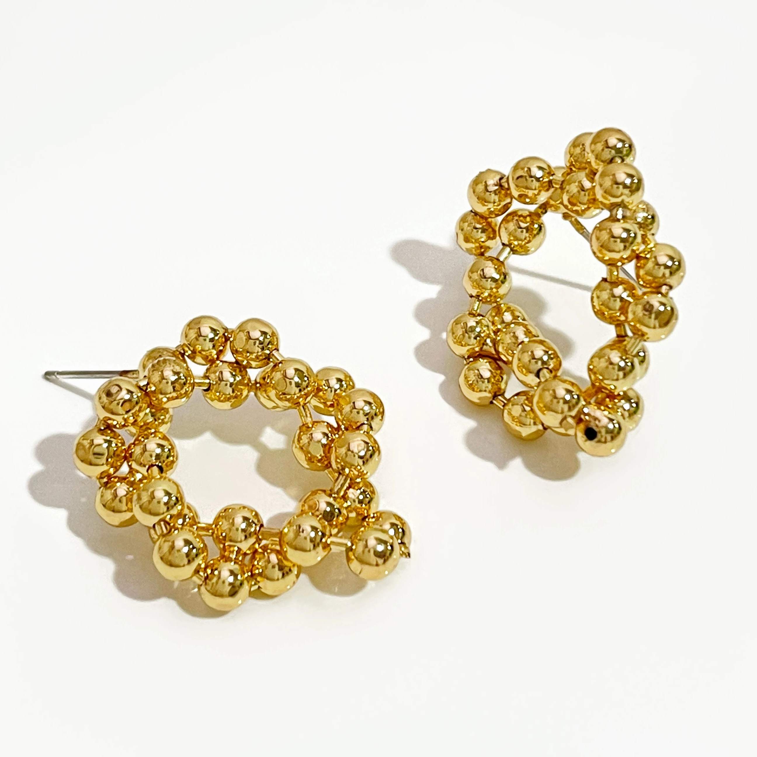 Peri'sBox Small Beads Layered Round Earrings for Women Tiny Ball Gold