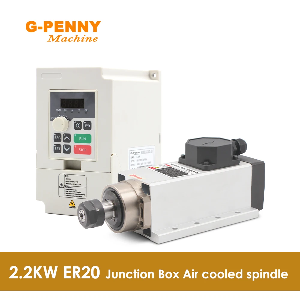 Air Cooled Spindle Motor CNC Spindle Motor Air Cooling 220v 2.2kw ER20 Air Cooled Spindle 2.2KW QL-Inverter 400Hz 4pcs Ceramic Ball Bearings
