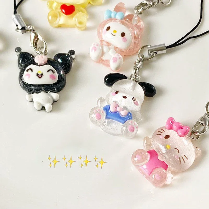 

Hellokitty Phone Pendant Melody Kuromi Cinnamoroll Kawaii Sanrio Accessory Key Chain Anime Cute Pendant for Girls Birthday Gift