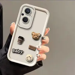 Cute 3D Bear Cartoon Silicone Case - Protective Back Cover for Y7A (Beige)
