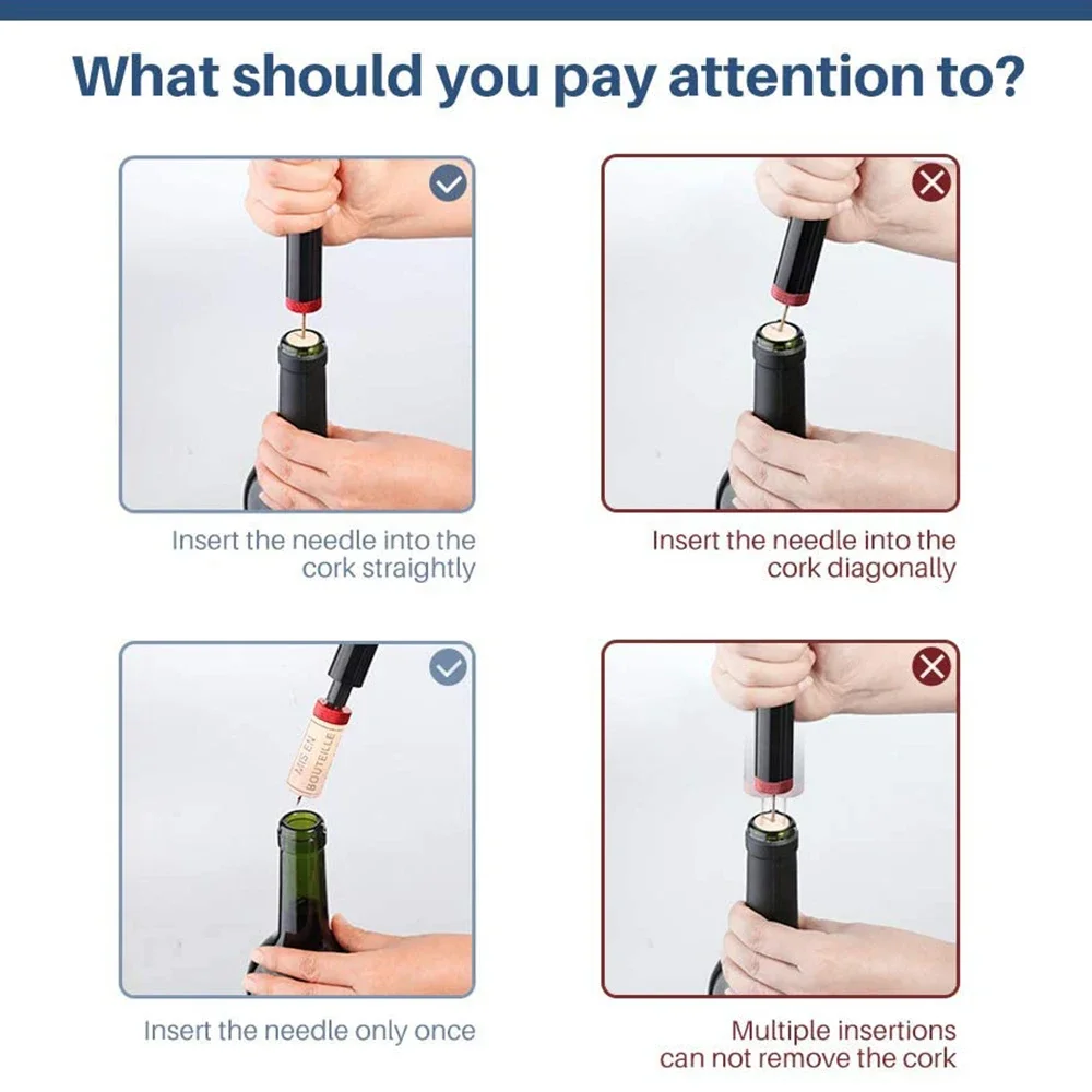 Wine Opener with Foil Cutter Stainless Steel Pin Air Pressure Cork Remover