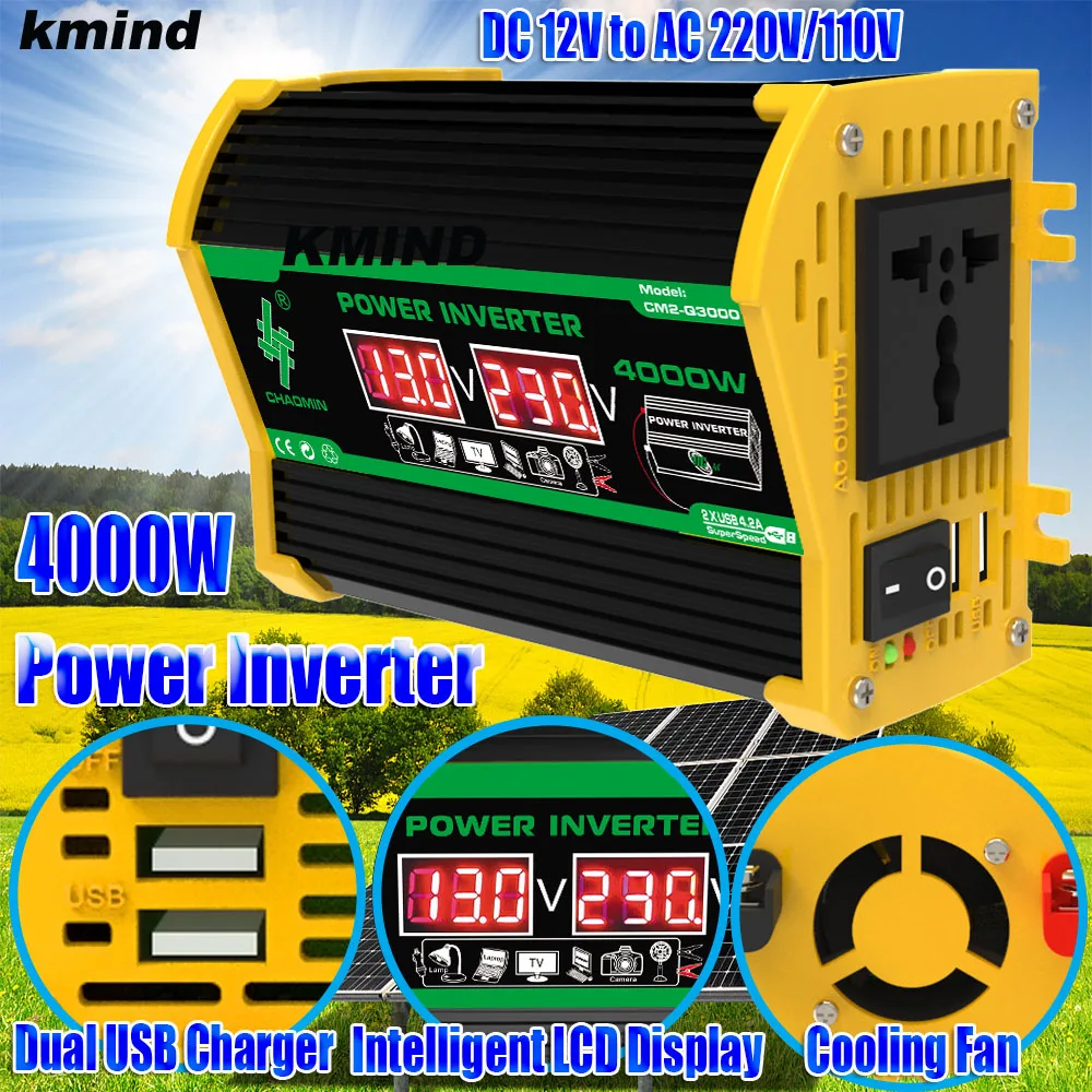 

600W Car Power Inverter From 12V to 110V 220V 230V Transformer 12V 220V Solar Sine Wave Converter Charge Volts 50Hz 60Hz Home