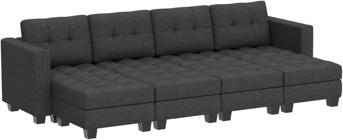 Description Picture 5 of itemModular Sleeper Sofa with Wide Chaises Convertible Sectional Sofa Bed Modular Sleeper Sectional Couch Bed Dark Grey