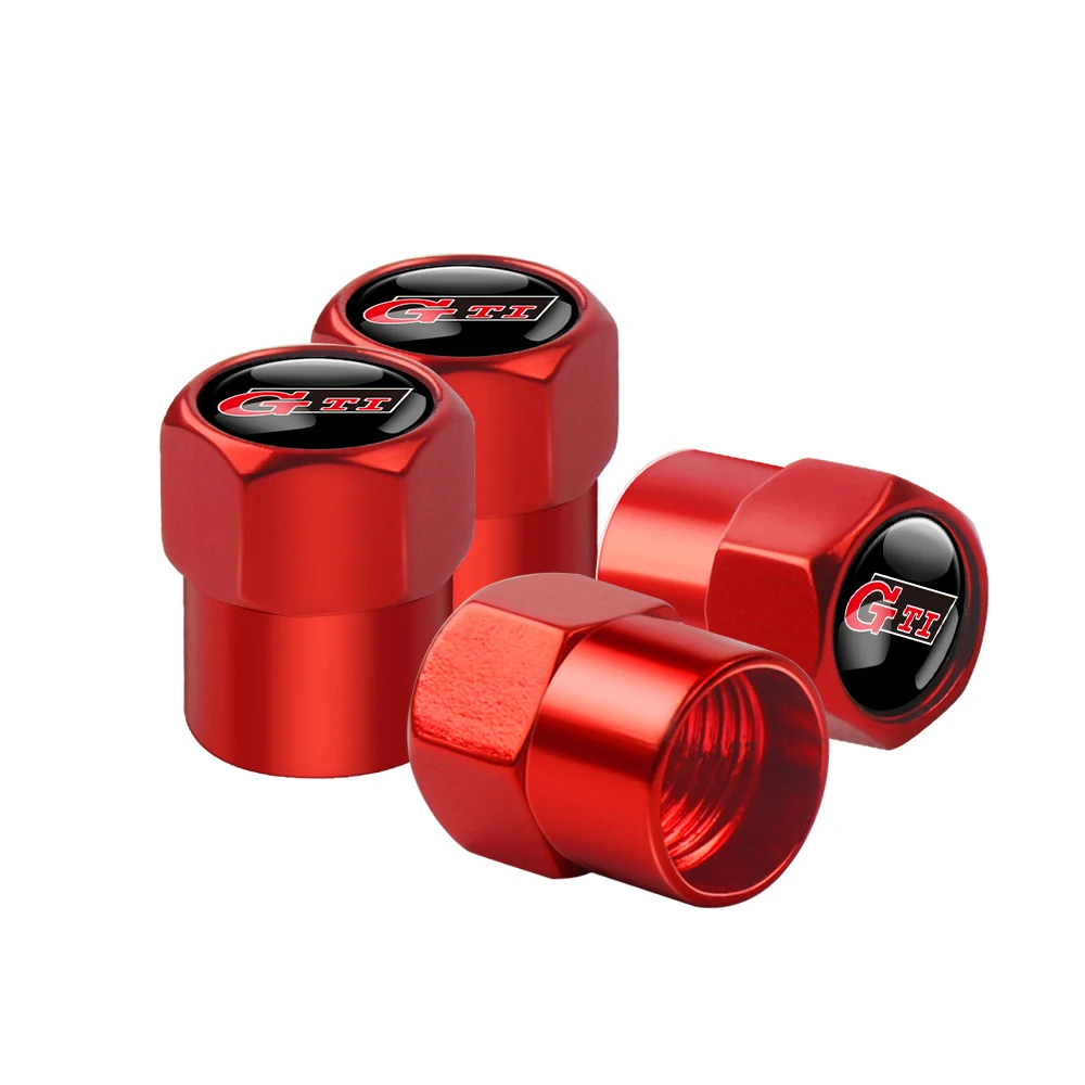 4 tapas de válvula de neumático de rueda de coche con logotipo de estilo automático para Volkswagen VW R-line GTI UPi Golf Passat Jetta Touran CADDY