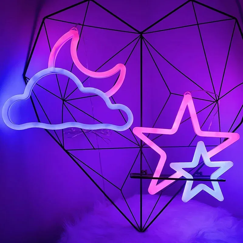 Gamepad Fire Moon Star LED Bright Neon Light Night Sign Modeling Lamp Room Wall Art Decoration Wholesale Xmas Birthday Wedding 3