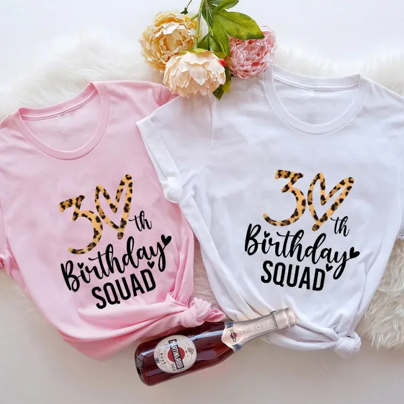 

Футболка женская с леопардовым принтом, отряд на 30-летие, с графическим принтом, футболка в стиле Харадзюку, одежда с коротким рукавом