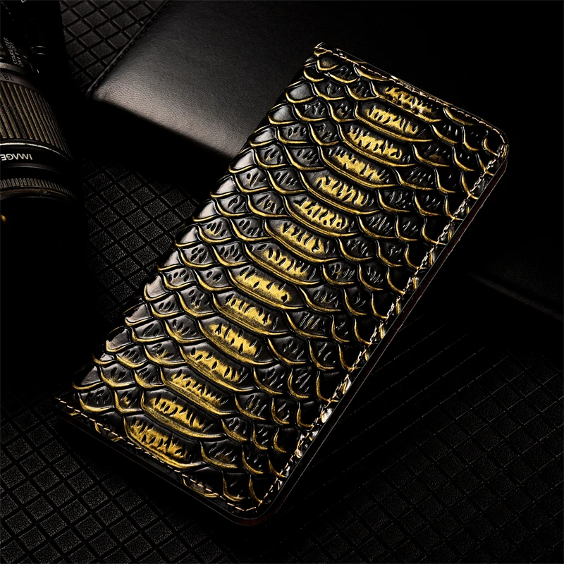 

Vintage Python Pattern Leather Phone Case For Samsung Galaxy S23 S22 S20 S21 FE S8 S9 S10 Ultra Plus Magnetic Flip Wallet Cover