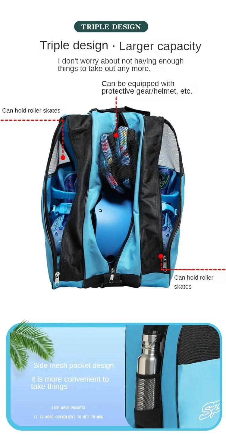 Bolsa de esquí, bolsos de almacenamiento para patines transpirables, bolsa para patines, soporte para patines, bolsa par