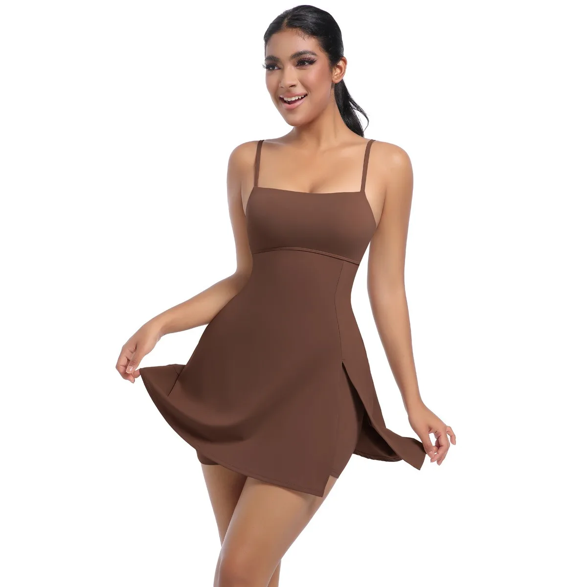 Tennis Dress With Shorts&Chest Pads Women Golf Badminton Clothing Casual Activewear Workout Gym Outfits Sport Dress Underneath