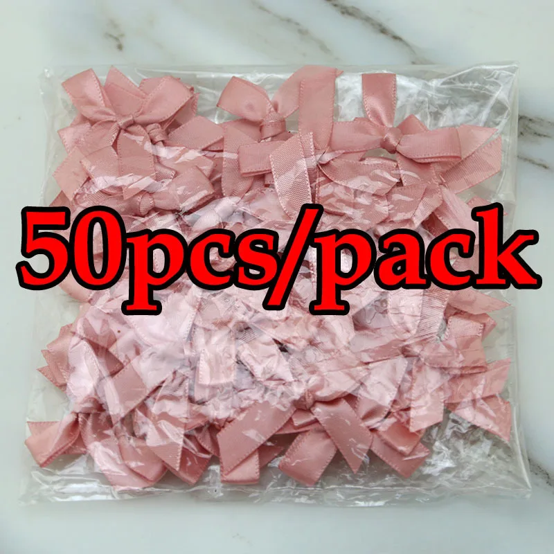 50 Pcs Ribbon Bow Decoration 4*4cm Colourful Ribbon Bows Small Size Polyester Satin DIY Craft