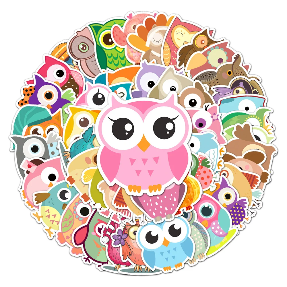 

10/30/50PCS Owl Animal Cartoon Graffiti Waterproof Sticker Personality Creative Decal Refrigerator Skateboard Water CupWholesale