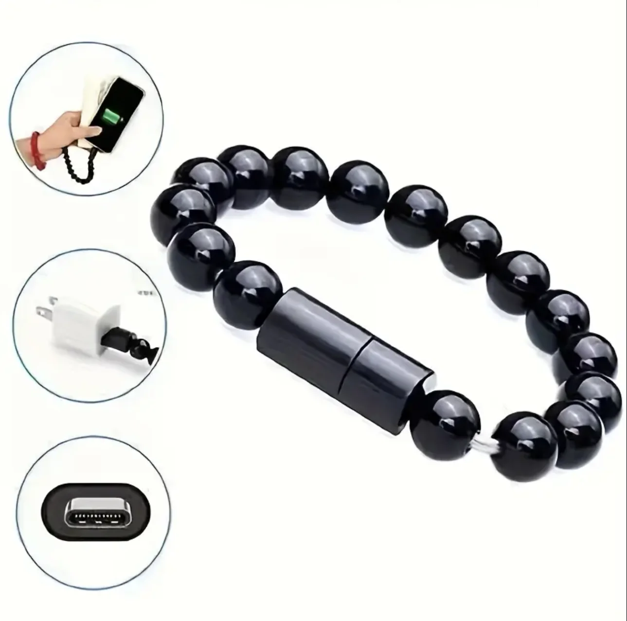 Armband USB-Kabel Tragbares Schnellladen USB Micro Typ C Ladekabel für iPhone 15 14 13 12 Pro Max X Samsung Xiaomi Huawei