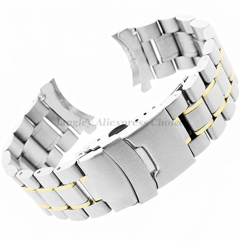 Stainless Steel Solid Watch Strap with Folding Buckle - Universal Replacement Bracelet