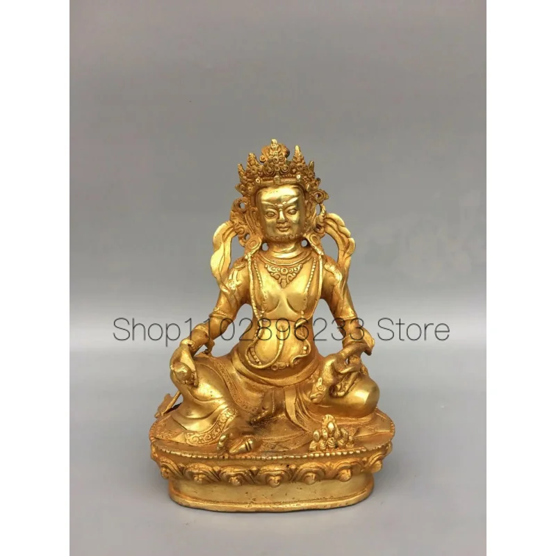 

7.8" old temple Tibetan Buddhism dynasty bronze gilt Yellow Jambhala statue