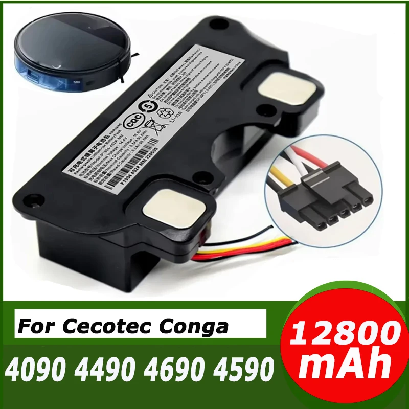Replacement Battery for CECOTEC CONGA 4090 4490 4590 4690 Robot Vacuum Cleaner Accessories Spare Parts Tool 14.8V 12800mAh