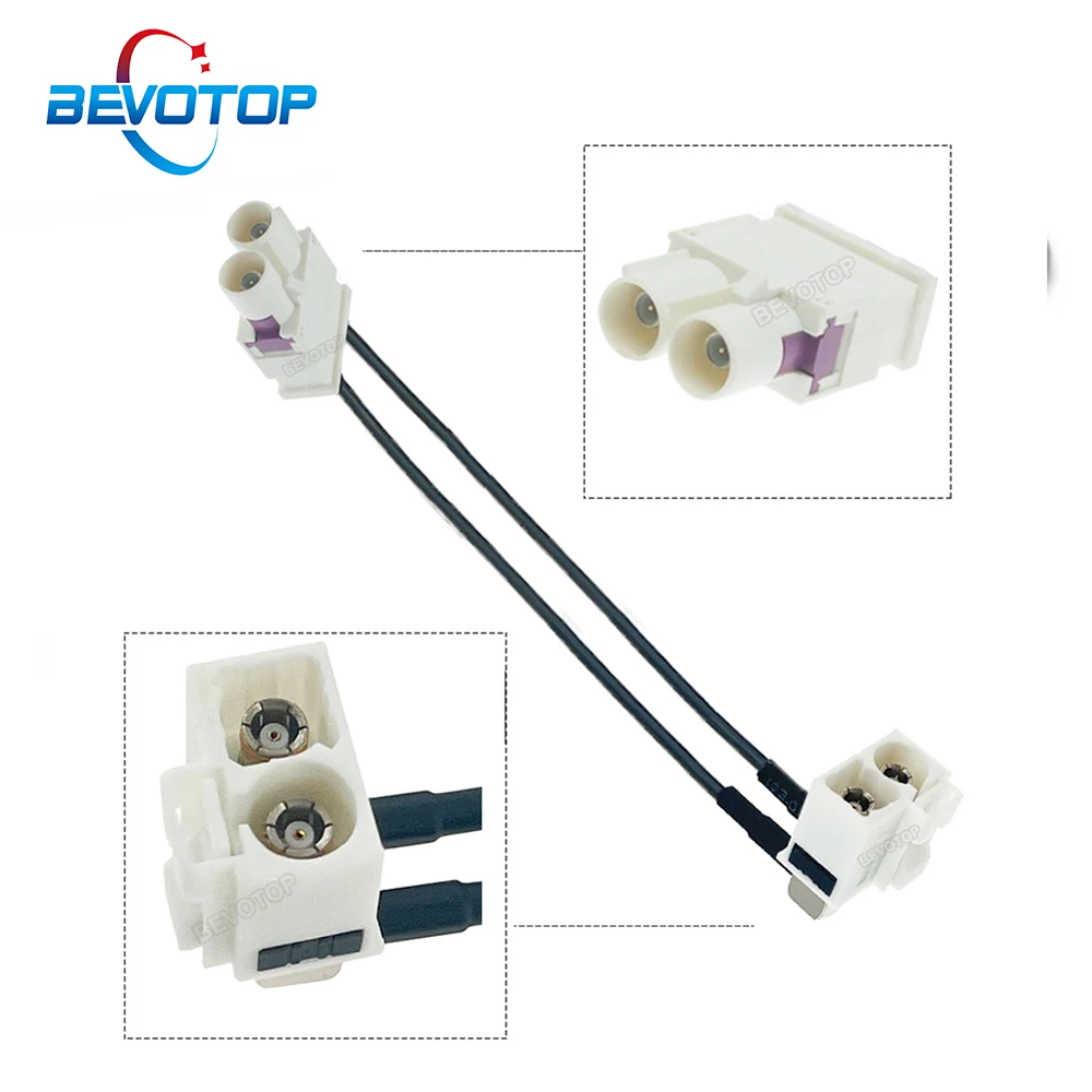 Bevotop Dual Twin Fakra B Spina Maschio A Femmina Ad Angolo Retto 90 ° Jack Rg174 Rf Cavo Coassiale Bianco Fakra Ii Splitter Antenna Jumper
