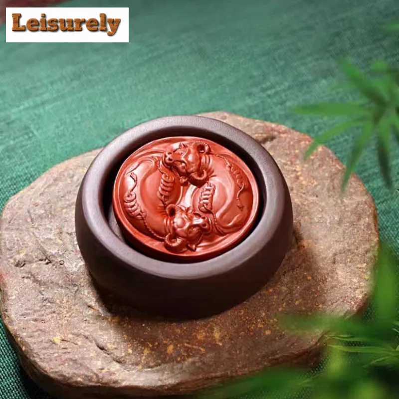 Purple Clay Treasure Zodiac Cattle Can Swivel Tea Pet Boutique Flowerpot Landscaping Tea Figurine Play Toys Tea Statue Ornaments